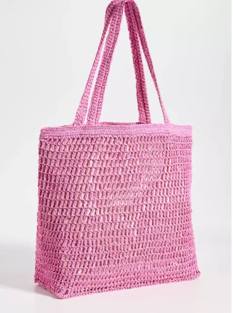 NWT Madewell The Transport Tote Straw Edition Purple $110.00