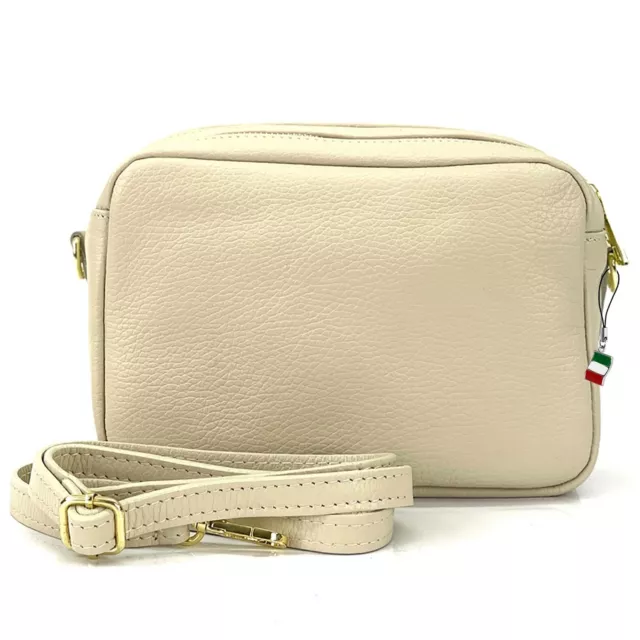 Florence Sac à Bandoulière Femmes en Cuir Véritable Beige OTF809I