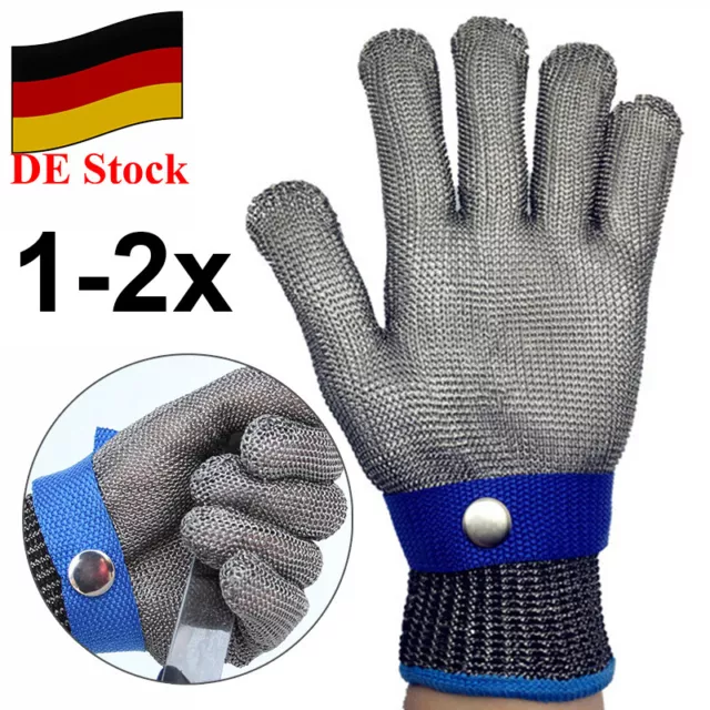DE 1-2x Stechschutzhandschuhe Kettenhandschuh Sicherheits-Handschuh Metzger DHL