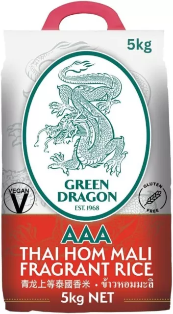 Green Dragon Thai Fragrant Jasmine Rice 5KG | Thai Hom Mali | AAA | Premium Rice