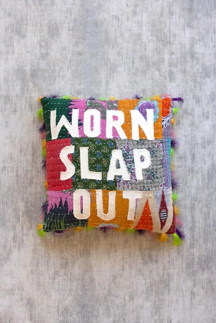 Kalalou Worn Slap Out  Kantha Pillow With Multi Finish NRV2335