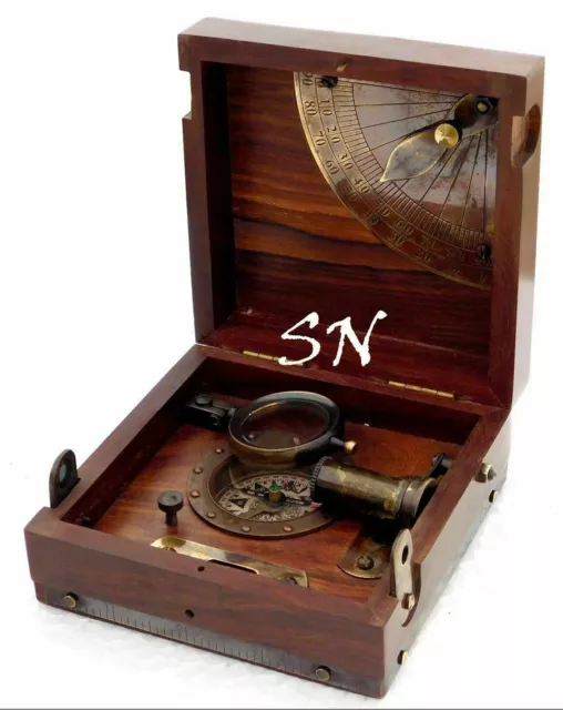 Marine Brass Master Box & Nautical Compass Telescope Magnifying Glass 2