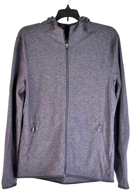 LULULEMON Full Zip Hoodie Shirt Grey Mens S Athletic Reflective Spandex Stretch