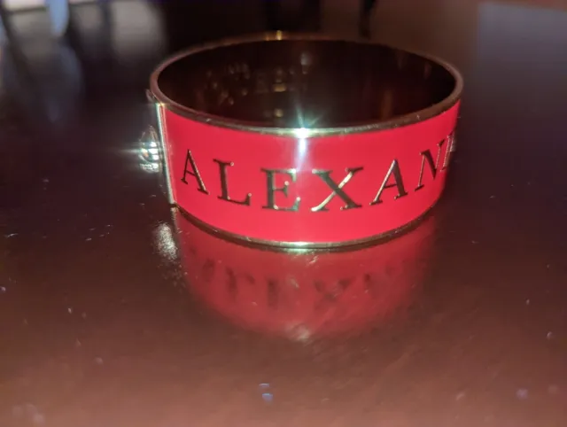 Rare Alexander McQueen Gold Tone & Vibrant Red Skull Bangle Braclet