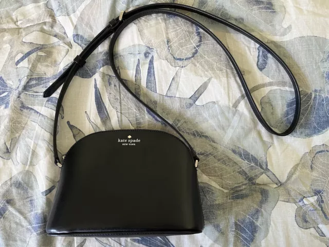 Kate Spade Perry Saffiano Leather Black Dome Crossbody Bag