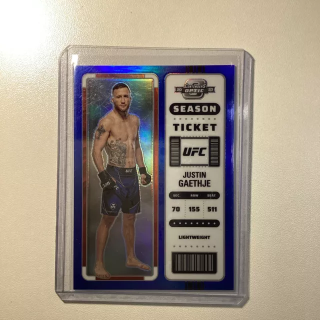 2023 Chronicles Contenders Optic UFC Justin Gaethje /99 Blue Prizm Season Ticket