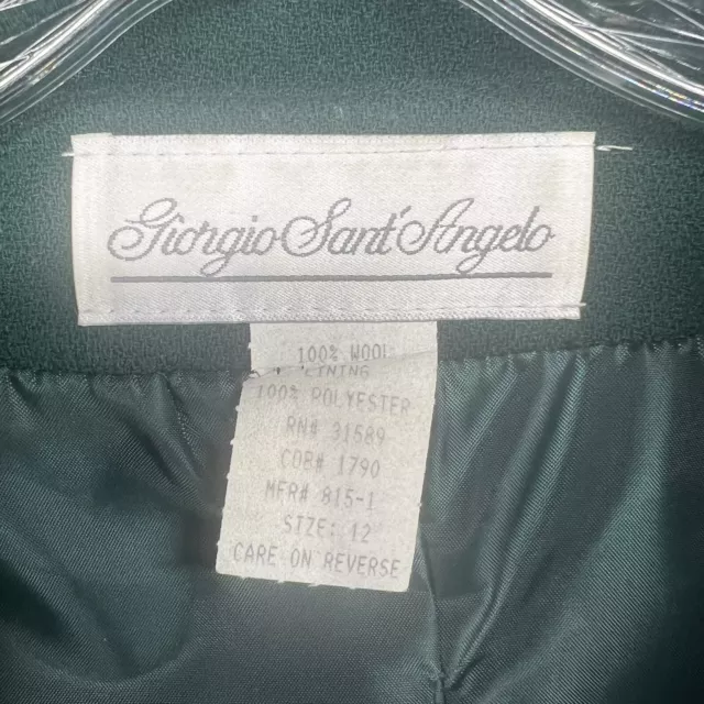 VINTAGE GIORGIO SANT Angelo Womens Coat Size 12 Green Dress Wool Made ...