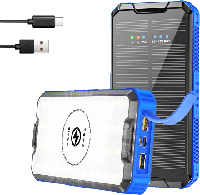 Power Bank Solare 56800mAh, 30W PD 3.0 A USB C Powerbank Ricarica