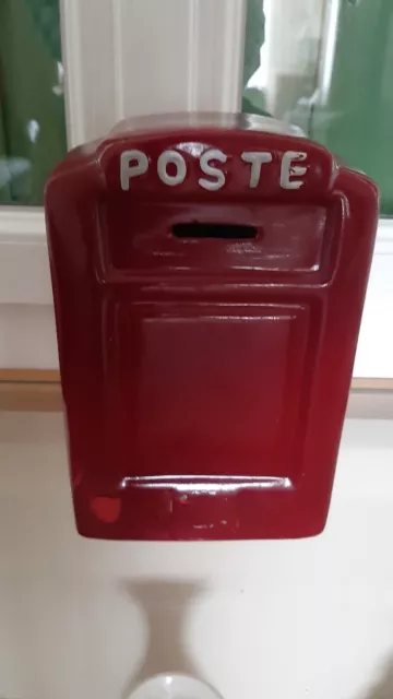 TIRELIRE  BOITE Aux Lettres LA POSTE en CERAMIQUE rouge H22cm Sur L14cm