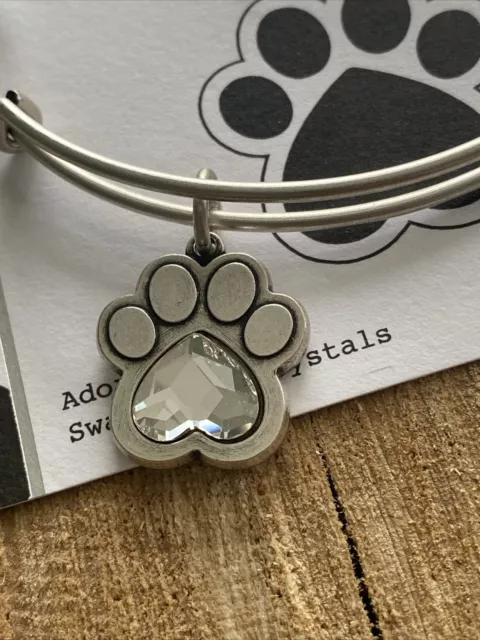 NWT Alex and Ani "PRINTS OF LOVE"  Cat/Dog Mom Mother's Day Silver Bracelet Card