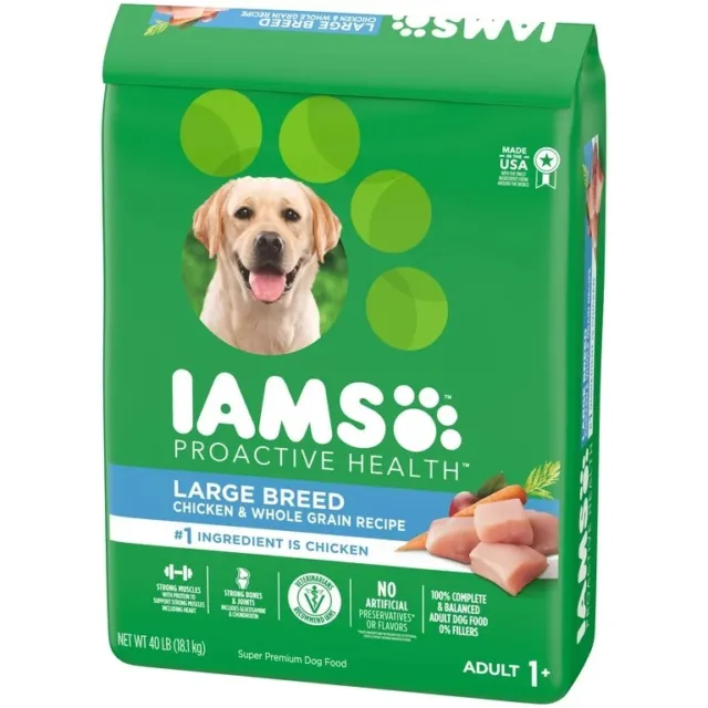 IAMS High Protein Chicken & Dry Dog Food for Large Breed Adult Dog, 40 lb. Bag
