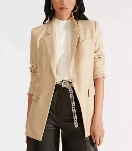 VERONICA BEARD Lyda Beige Tan Twill Dickey Jacket Womens Blazer $645,     Size 6