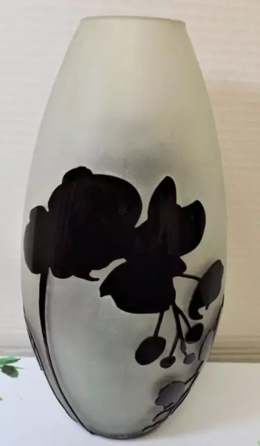 Cameo ART Nouveau Glass VASE Galle French Style Reproduction Acid Etch 10.25"