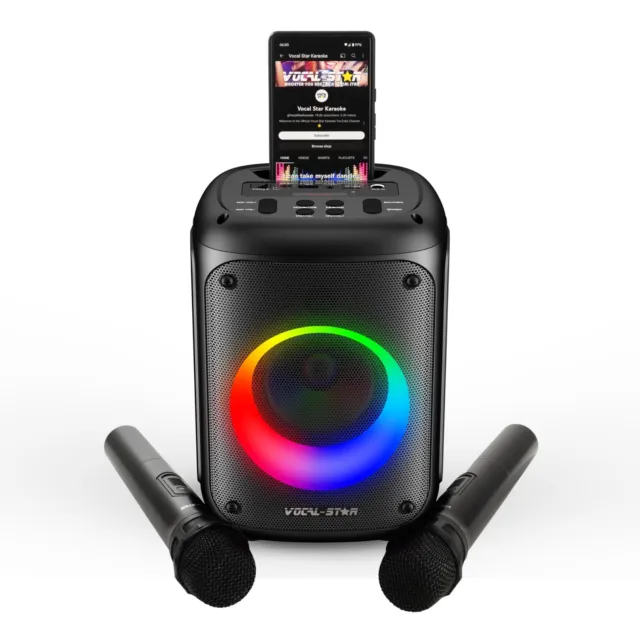Vocal-Star VS-275 Karaoke Maschine Inc Bluetooth, LED Lichteffekte 2 Mikrofone