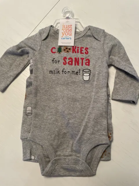 NWT Carters Just One You Sz 3M  “Cookies for Santa” Christmas 2 Piece Outfit Gra