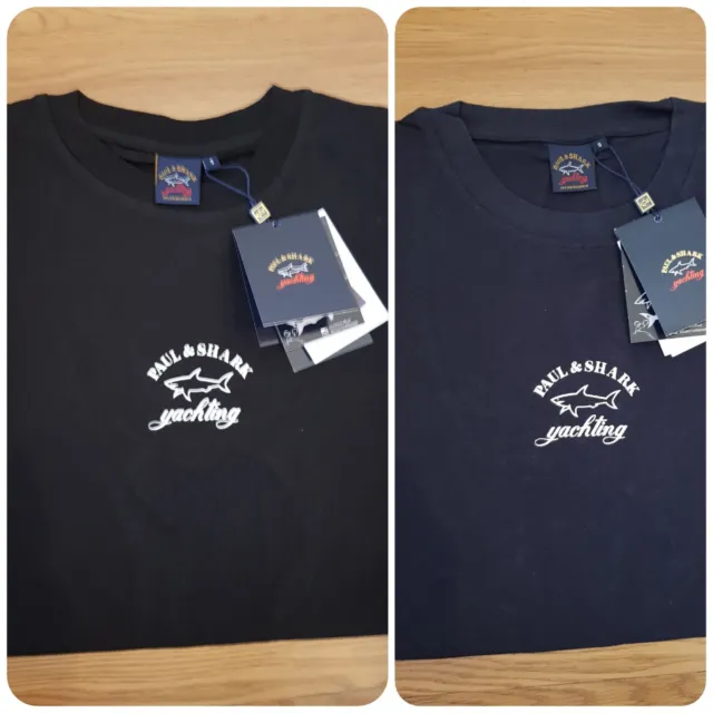 Paul & Shark Cotton T-Shirt With Reflex Logo Print Black, Navy