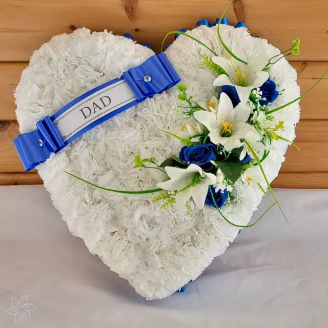 Funeral Flowers Heart Tribute Wreath Artificial Silk Grave Memorial DAD SON