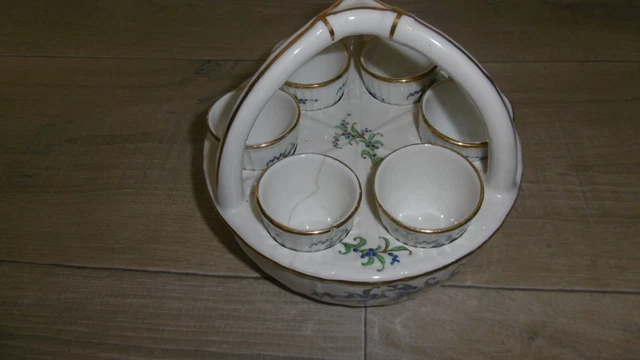 Présentoir à Œufs Ancien En Porcelaine – Set Complet Avec Fleurettes – Multicouleur