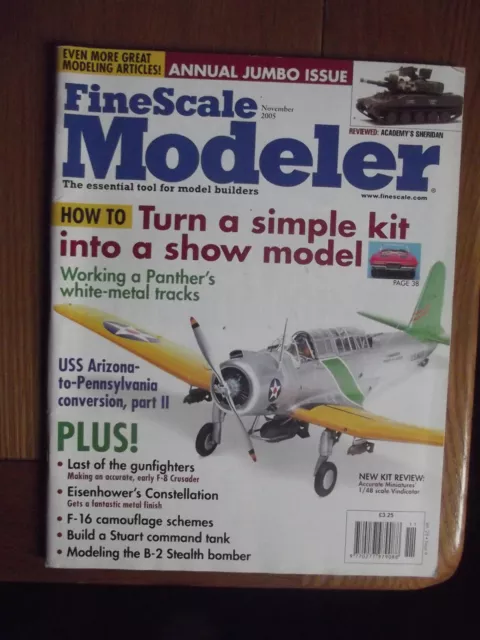 Fine Scale Modeler Magazine - November 2005 - Panther - Stuart - F-16 - F-8