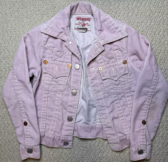 Girls True Religion Pink Corduroy Jimmy Big T Jacket Size:m *Free Ship* 70% Off