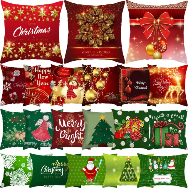 Copricuscino Getto Rosso Bianco Buon Natale Decorazione Natale Custodia Cuscino 18x18" UK
