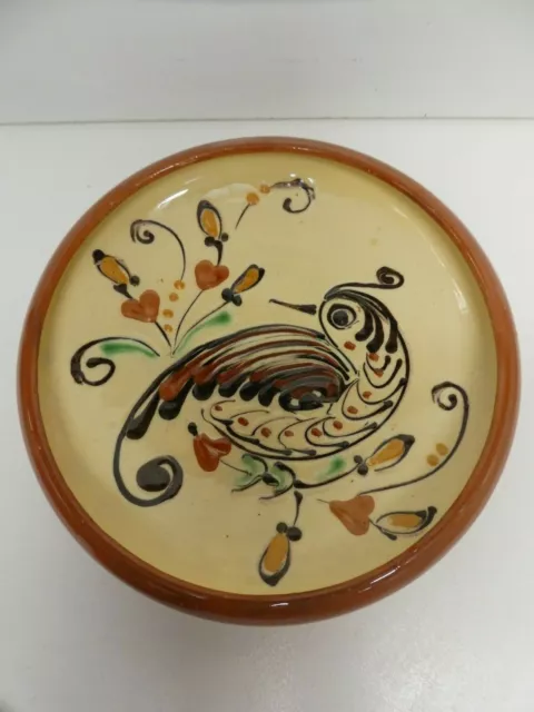 Vintage Danish Scandinavian Pottery Wall Plate Signed Kahler  Painted Bird