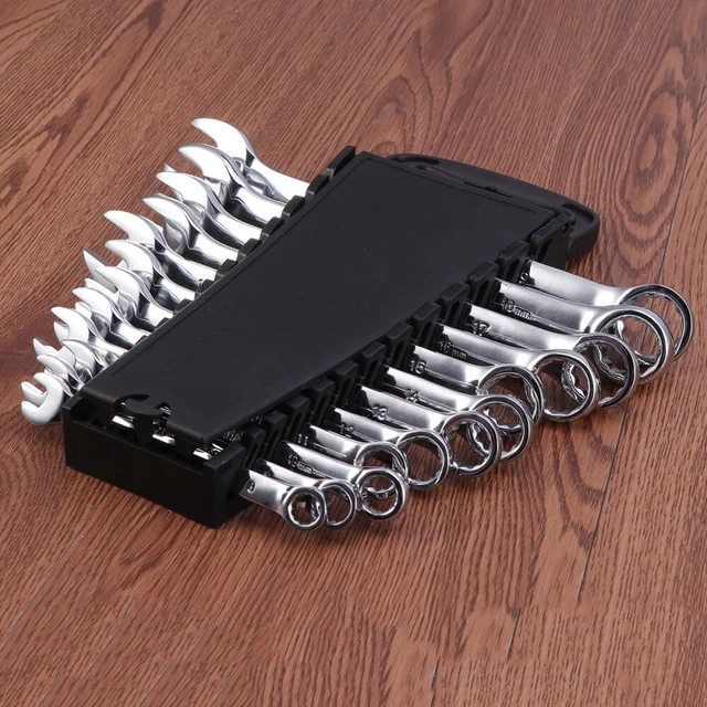 12 en 1 8-19mm Dual Heads Combinaison Dichalous Spanners Spanners Set (Argent) 11