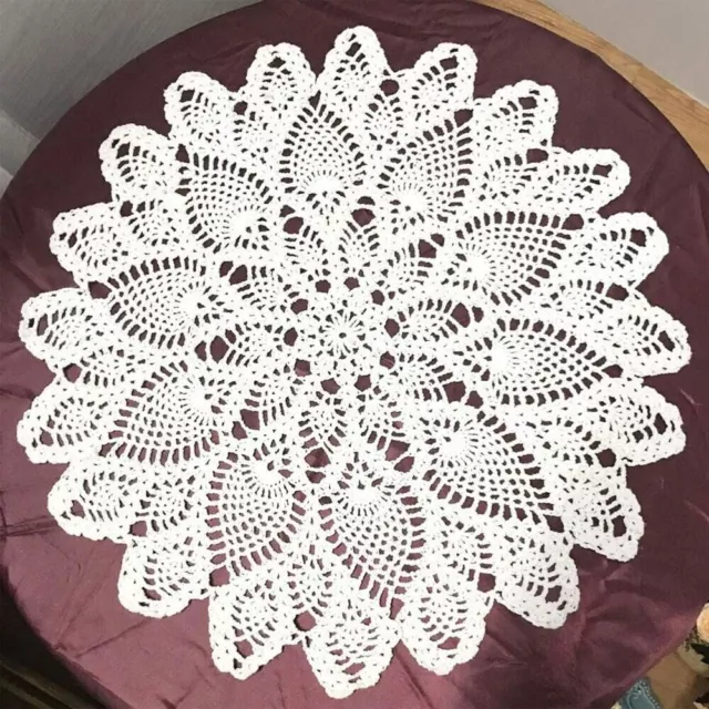 60cm White Vintage Cotton Flower Hand Crochet Lace Doily Round Table Topper Mats