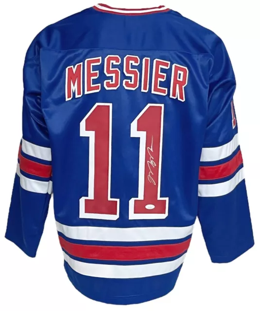 New York Rangers Mark Messier Autographed Pro Style Blue Jersey JSA Authentic...