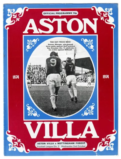 Aston Villa v Nottingham Forest - 1974-75 Division Two - Football Programme