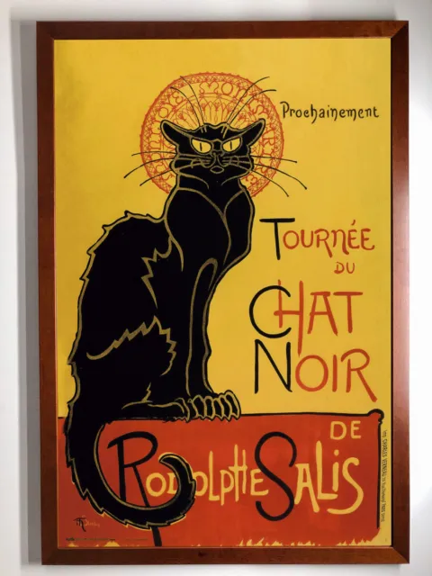 (BROWN FRAMED) LE CHAT NOIR BLACK CAT POSTER (66x96cm) PICTURE PRINT ART