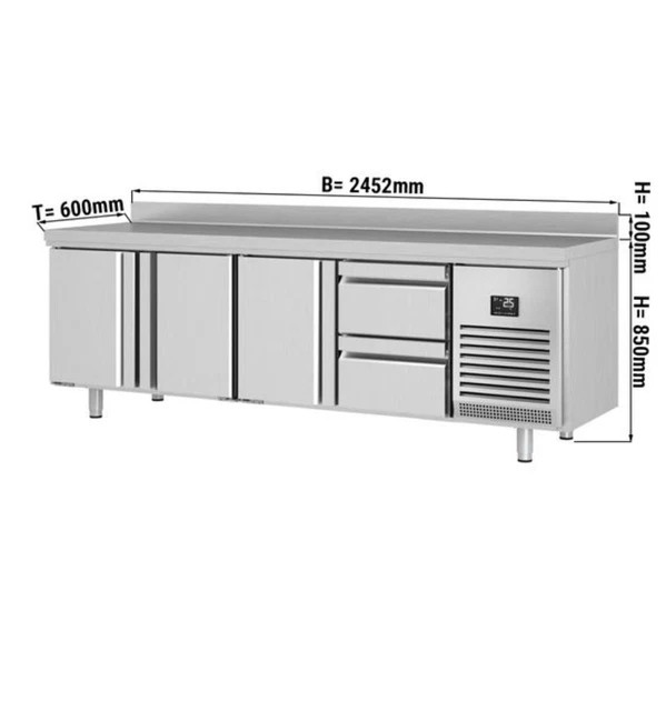 GGM Refrigerated counter & with 3 doors & 2 drawers & with backsplash