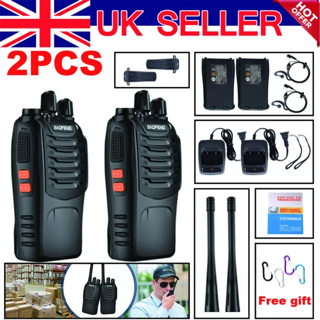 2x Baofeng BF-88E 400-470MHz Walkie Talkie Long Range Two Way Radio + Earpiece