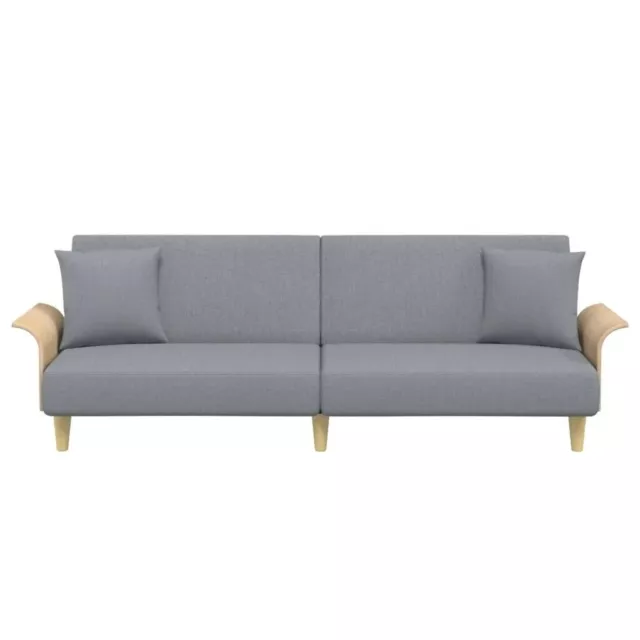 Canapé-lit avec accoudoirs tissu gris clair  Style Minimaliste Confortable 2