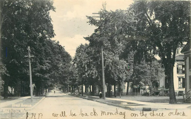 Wisconsin  Fond Du Lac Forest Avenue Rotograph undivided 1907 Postcard 22-10501