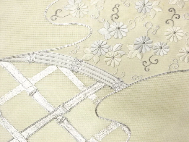 5846371: Japanese Kimono / Antique Nagoya Obi For Summer / Embroidery / Flower