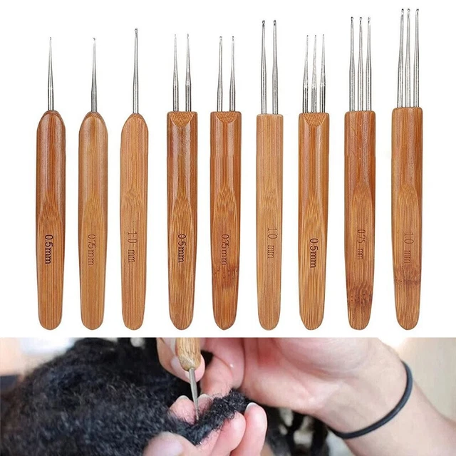 Crema para el cabello ganchillo mango de bambú rasta ganchillo trenza pinchado aguja gancho