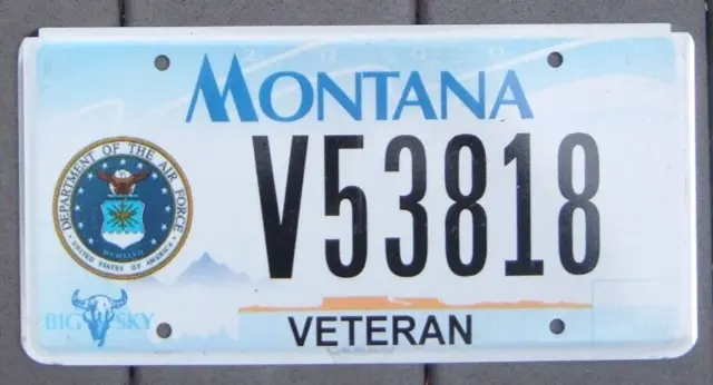 MONTANA  2000 reissue  AIR FORCE  VETERAN MINT condition license plate  V 53818
