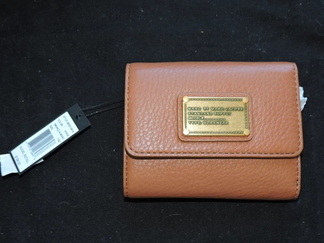 Marc By Marc Jacobs Smoked Almond Brown Tri Fold Pebbled Leathe Small Wallet NWT