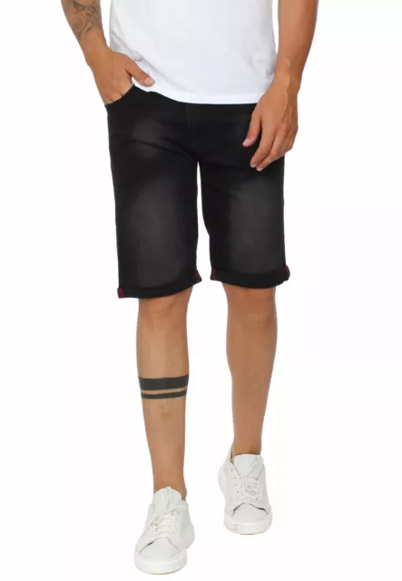 Bermuda Uomo Jeans Pantaloncini Nero Denim Pantaloni Corti Casual Shorts