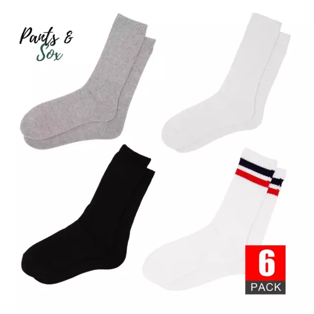 6 Pairs Men 6-11 Thick Sports Heavy Duty Work Cotton Socks Crew Socks AU Stock