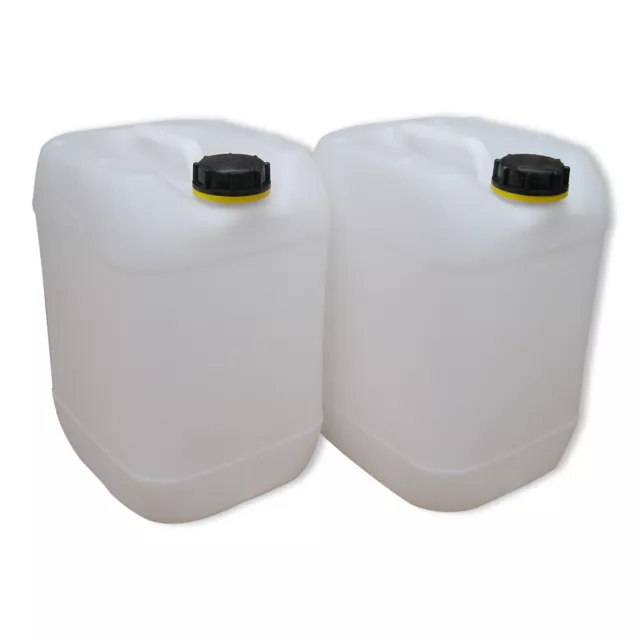 2 Stück 20 L weiß Wasserkanister Trinkwasserkanister lebensmittelecht dicht.