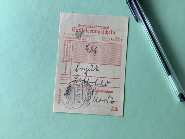 Germany Calvorde Braunschweig 1931 postal delivery note  Ref A1538