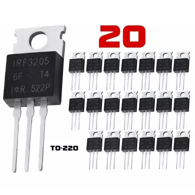 Universel IRF3205 Puissance Transistor 20pcs 55V/110A Hexfet Mosfet R��sistant