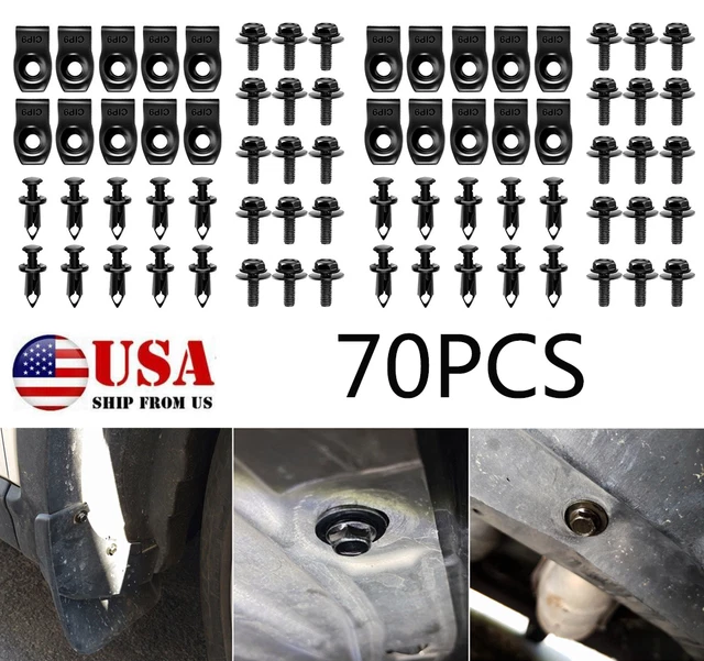 70 Pcs Engine Under Cover Splash Shield Guard Body Bolts Retainer Fastener Clips