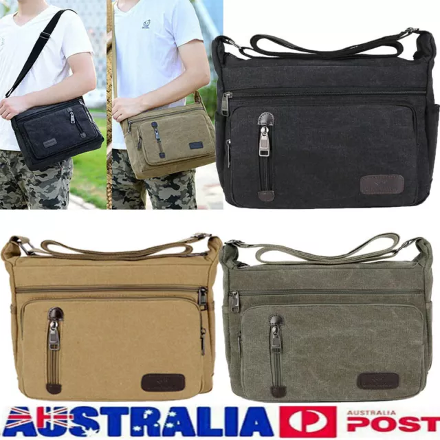 New Retro Men Canvas Shoulder Messenger Bag Crossbody Satchel Casual Travel Bag
