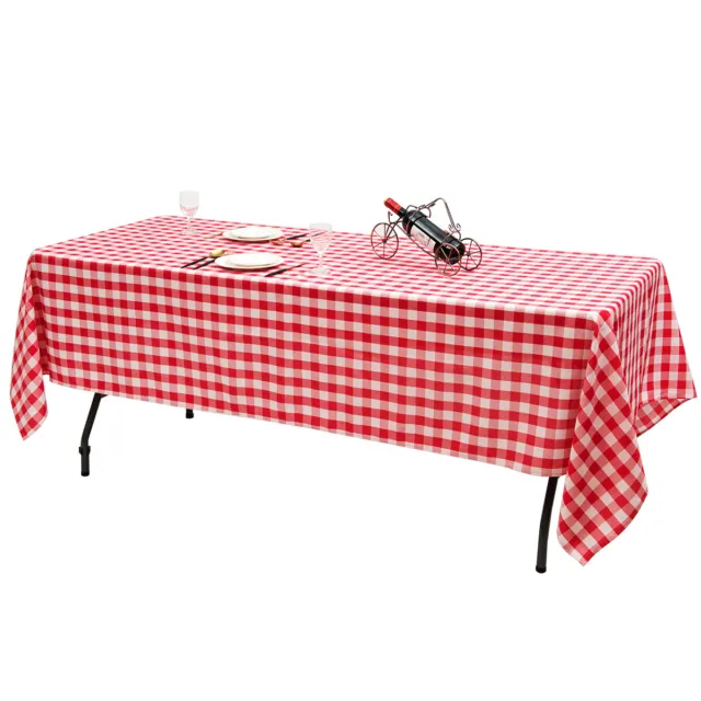 10Pcs 60"x102" Rectangular Polyester Tablecloth Red & White Checker Home