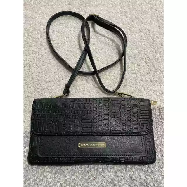 Y2k Juicy Couture Women's Small Crossbody Purse Wallet Bag Black