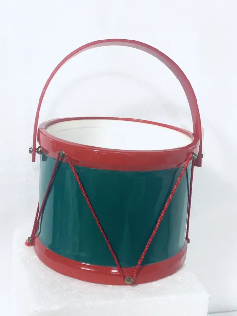 Georges Briard Red and Green Christmas Drum Ice Bucket EUC No Lid