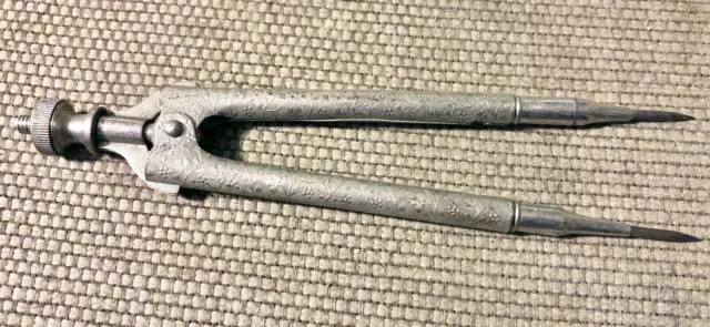 Eagle Pencil Co. Spring Loaded Metal Flower Pattern Compass / Divider - USA